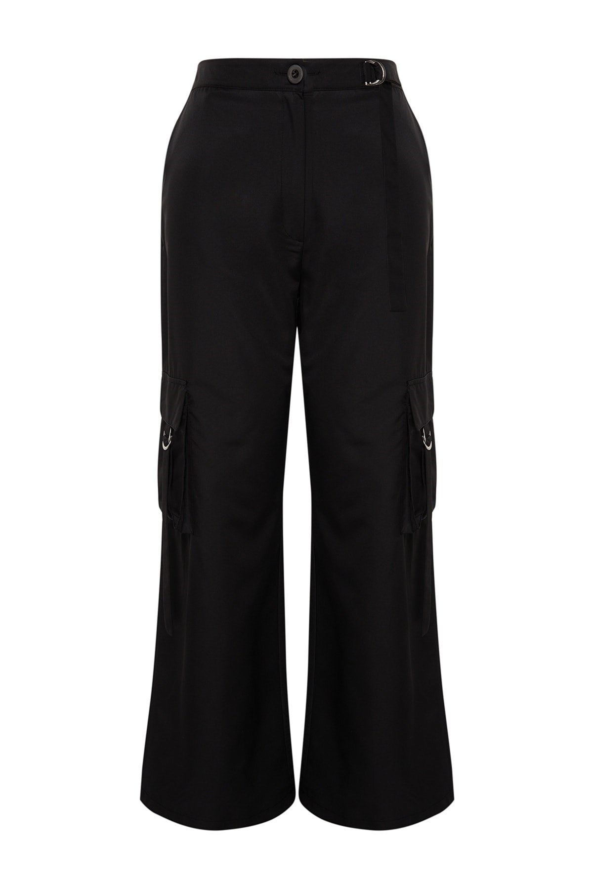 Black Wide Leg Parachute Woven Pants Tbbaw24ar00010