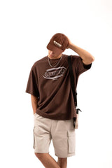 Supermade Printed Brown Oversize T-shirt Flaw-064-005-045