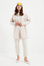 Cream Pocket Detailed Snap Closure Shirt-pants Woven Suit Tctaw22us0013