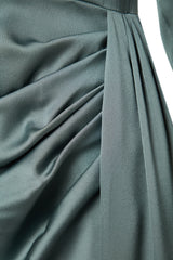 Khaki Shawl Detailed Satin Evening Dress Tctaw24db00004