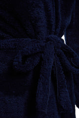 Navy Blue Wellsoft Back Detailed Hooded Knitted Dressing Gown Thmaw24sb00024