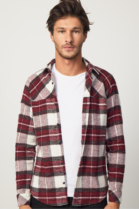 Slim Fit Slim Fit Sports Collar Lumberjack Mens Shirt Dr240023-3002