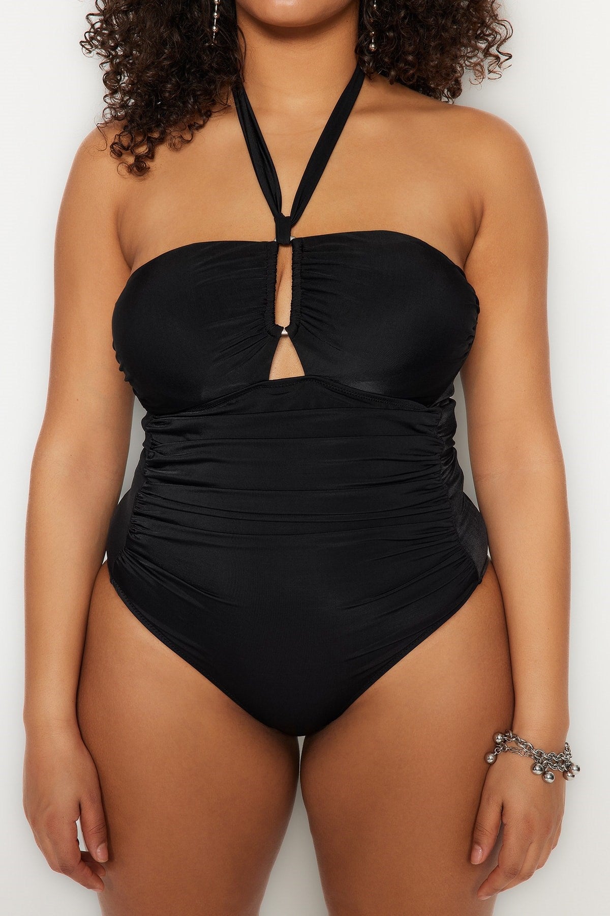 Black Tie Up Accessory Detailed Swimsuit Tbbss23am00013