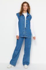 Blue Pocket Denim Vest Tctaw24yl00031