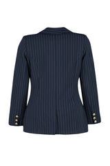 Navy Blue Striped Button Detailed Woven Jacket Tbbaw24ag00027