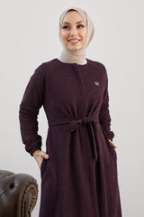 Mini Belted Zipper Abaya - Purple Ms00tz6011