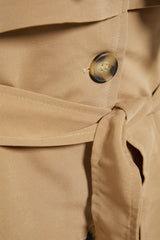 Beige Belt With Wide Shoulder And Windbreaker Detail Trench Coat Twoss22tr0042