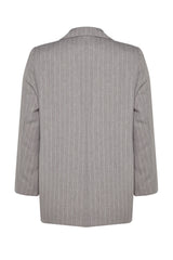 Grey Striped Double Closure Woven Jacket Tbbaw24ag00001