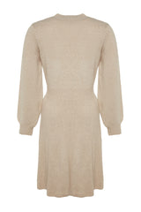 Beige Knit Detailed Knitwear Dress Tbbaw24ah00018