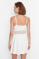 Ecru Lace Detailed Knitted Nightgown Thmss22pt0355