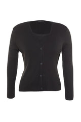 Black V Neck 2 Piece Cardigan & Blouse Slim Knitwear Suit Tbbaw23av00098