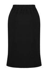 Black Stopper Detailed Thick Knitted Skirt Tbbaw24az00023