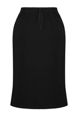 Black Stopper Detailed Thick Knitted Skirt Tbbaw24az00023