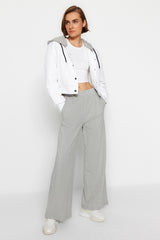 Grey Wide Legg/casual Fit Ribbed Knitted Sweatpants Twoaw23ea00065