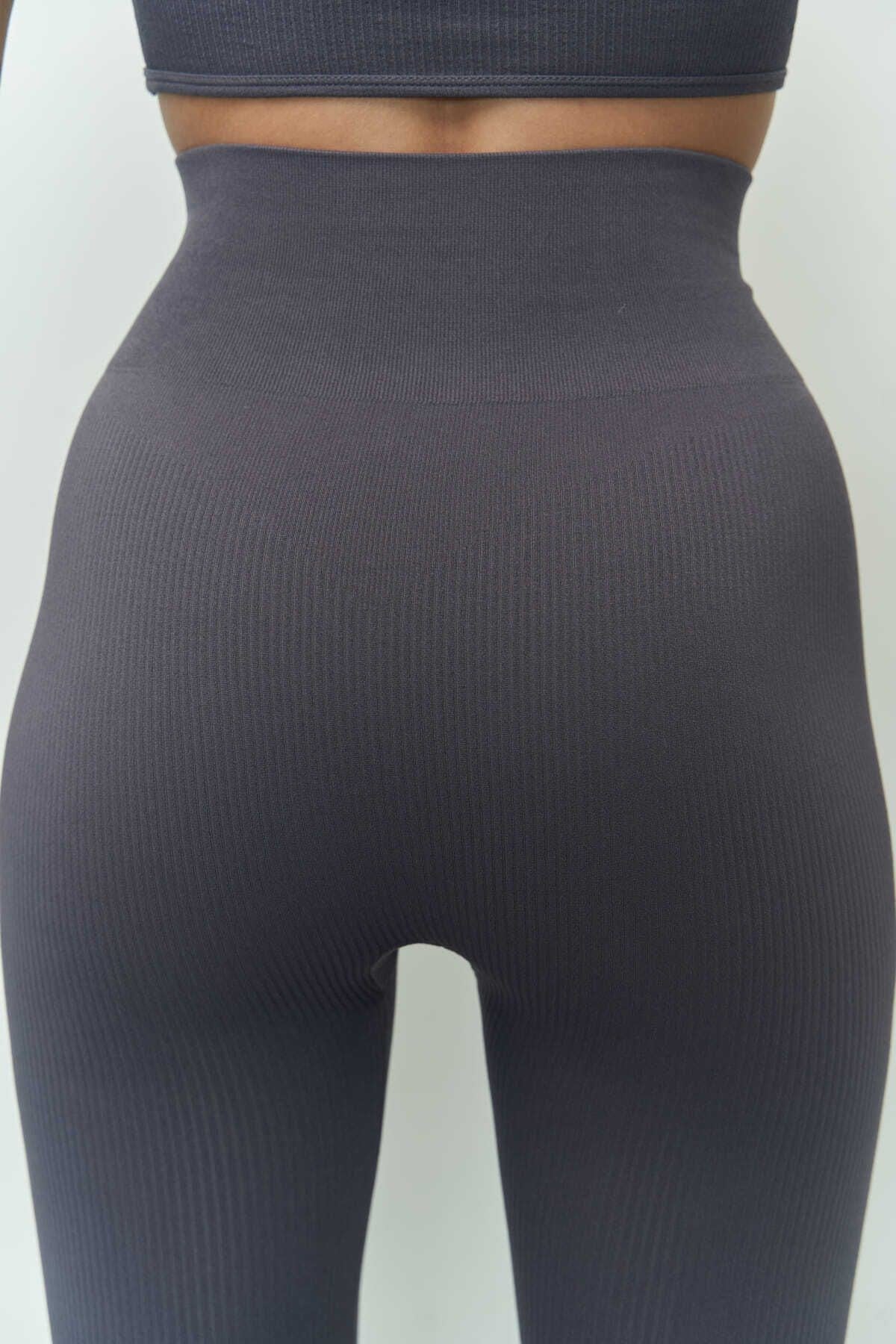 Jade Anthracite Seamless Ribbed Tights 1186