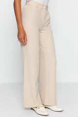 Brown High Waist Wide Leg/wide Leg Pleated Woven Pants Twoaw21pl0076