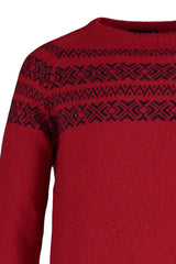 Red Mens Slim Fit Crew Neck Jacquard Knitwear Sweater Tmnaw23kz00012