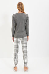 Smoked Plaid Knitted Sleepwear Set Thmaw22pt0395