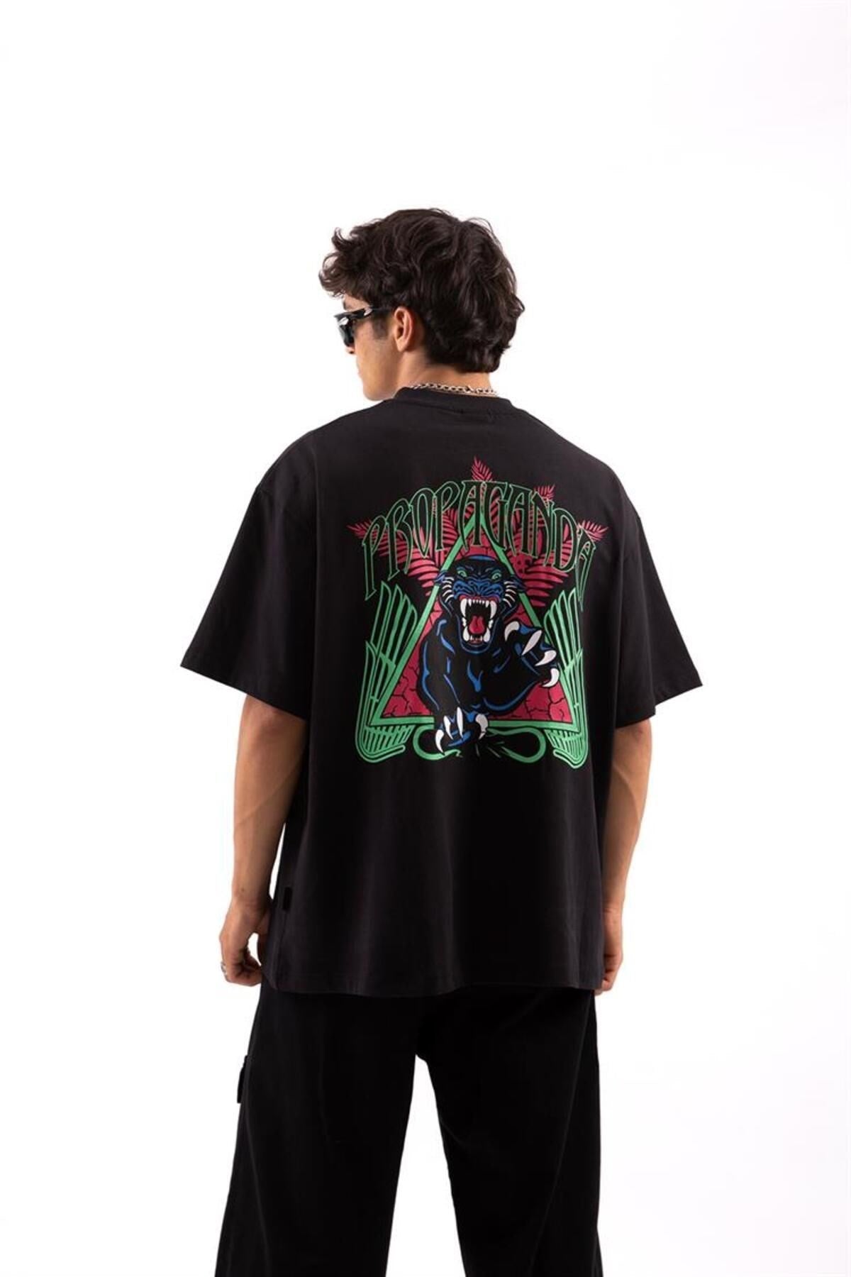 Propoganda Printed Black Oversize T-shirt Flaw-064-005-040