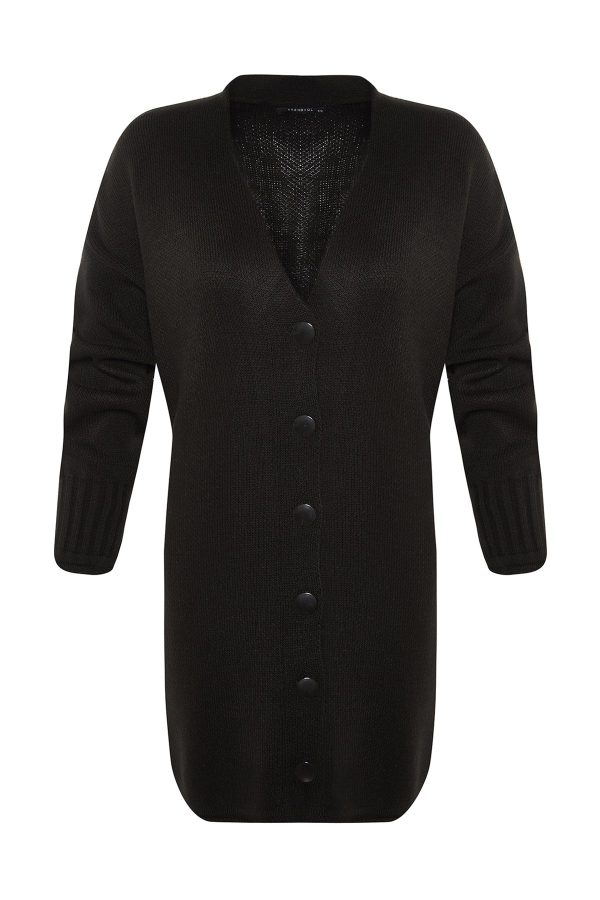 Black Button Closure Knit Cardigan Tctaw23hi00001