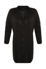 Black Button Closure Knit Cardigan Tctaw23hi00001