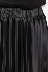 Black Pleated Woven Skirt Tctaw24ee00010