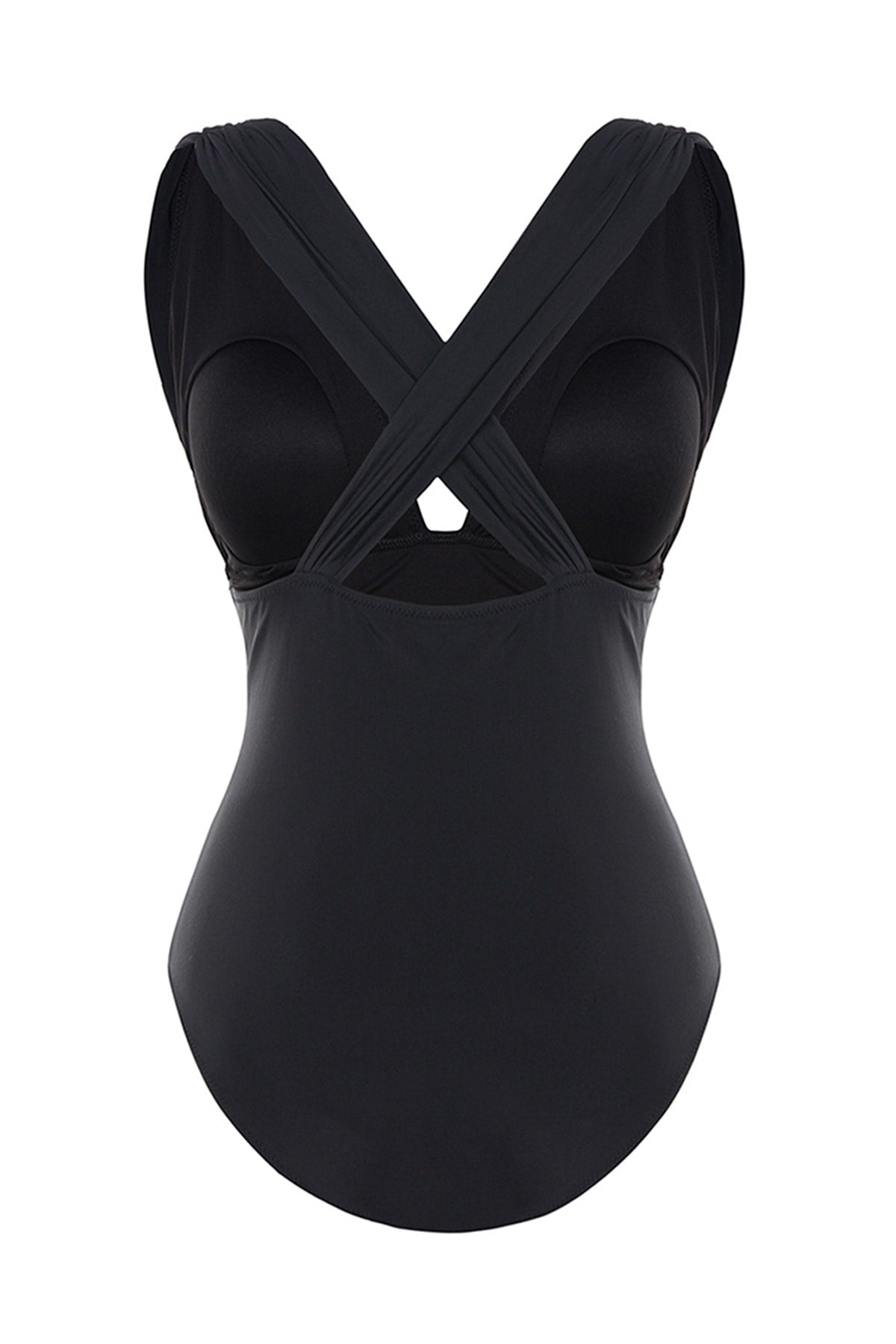 Black Deep V Back Cross Swimsuit Tbbss23am00000