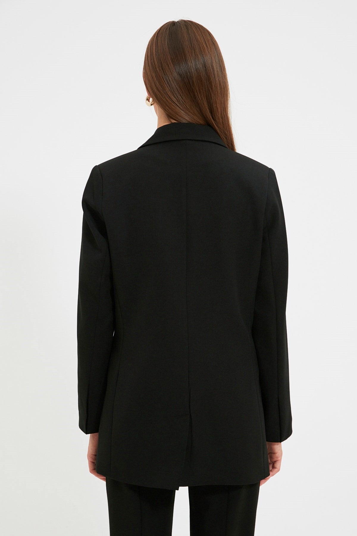 Black Buttoned Blazer Woven Jacket Tctaw22ck0032