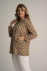 Plus Size Polka Dot Print Jacket And Blouse Duo Set 230650012