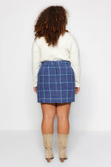 Blue Plaid Pattern Skirt Tbbaw24az00003