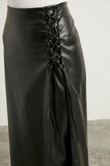 Black Linea Leather Skirt Lnadretk