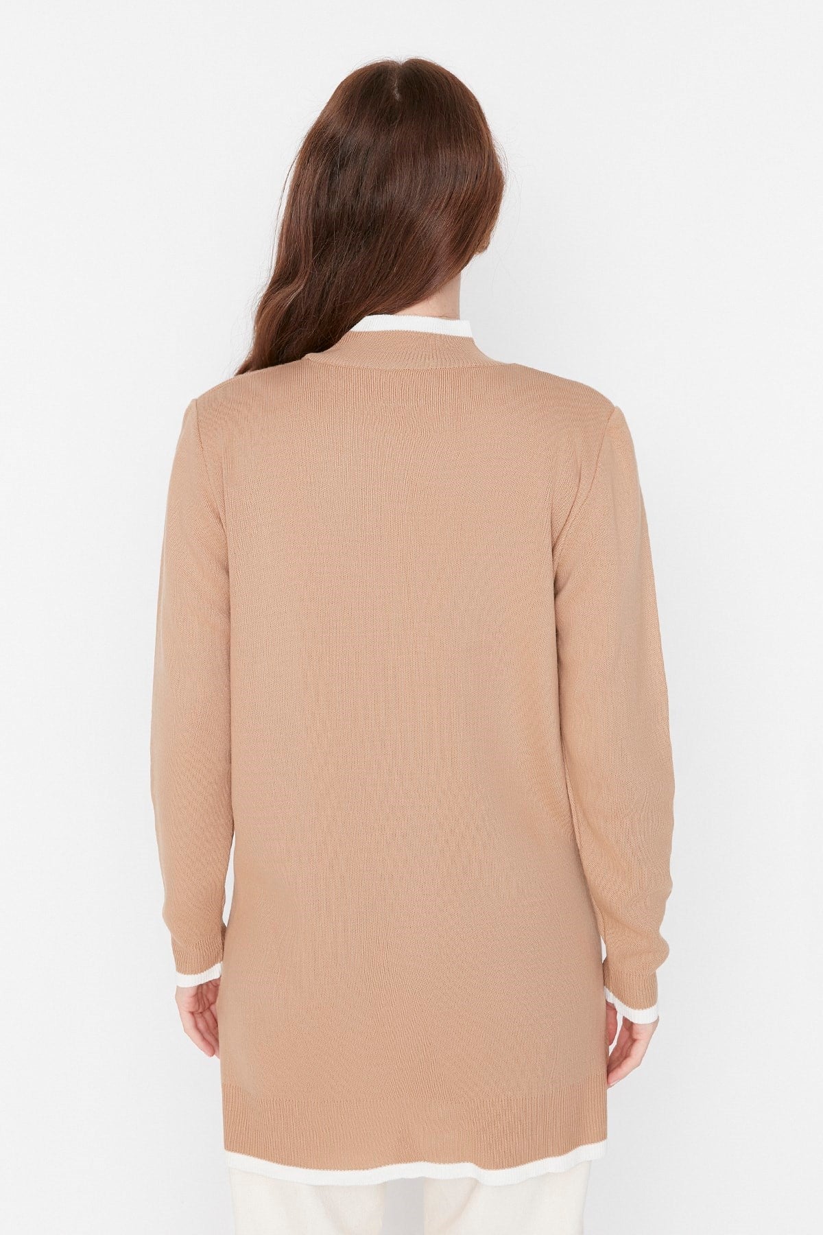 Beige Round Neck Cuff Detailed Knitwear Sweater Tctaw23kz00087