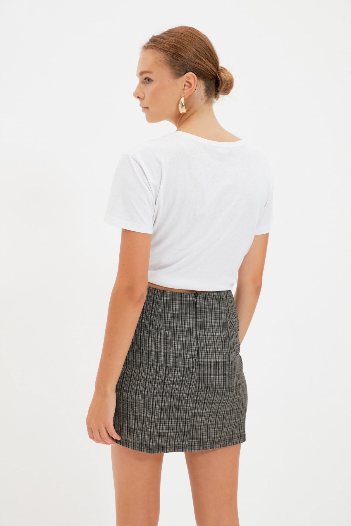 Anthracite Buttoned Detailed Double-breasted Mini Woven Skirt Twoaw22et0446