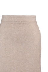 Beige A-line Cashmere Fabric Mini Woven Skirt Twoaw23et00051