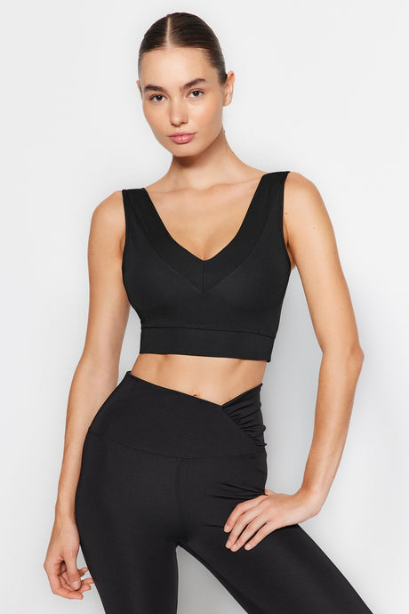 Black Backed /shaper V Neck Sports Bra Thmaw24ss00017