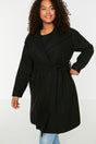 Black Belted Wide Collar Oversize Cashmere Coat Tbbaw23kb00001