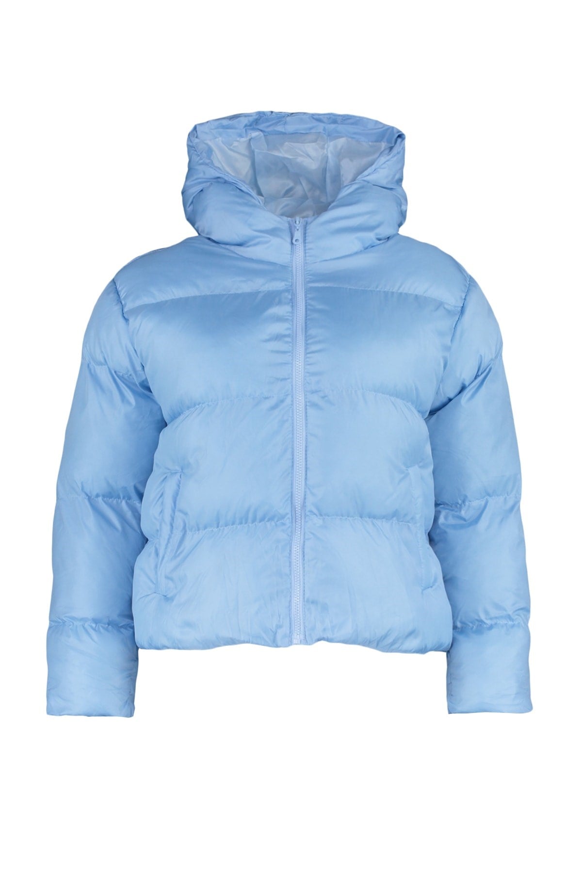 Blue Hooded Inflatable Crop Coat Tbbaw23aw00012