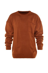 Cinnamon Men's Crew Neck Oversize Fit Knitwear Sweater Tmnaw22kz0146