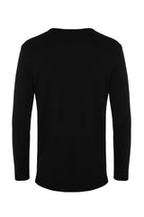 Black Men's Cycling Collar Long Sleeve Thermal Underwear Tmnaw24ts00002