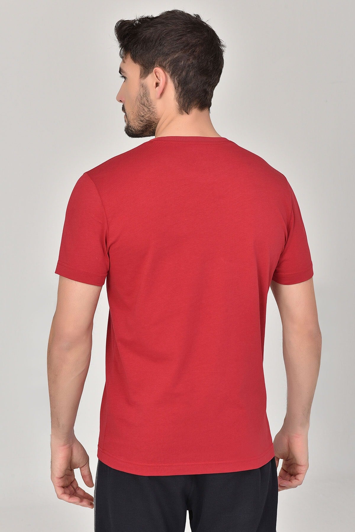 Men's Red Solid Color Printed Casual Sports Short Sleeve T-shirt 8814 Tb20ml07s8814-1|1057