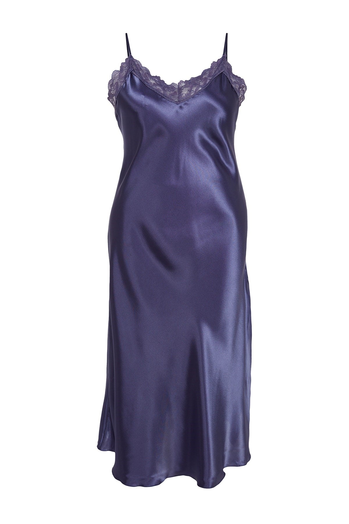 Indigo Lace Detailed Satin Woven Nightgown Tbbaw24ch00004