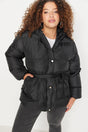 Black Belted Inflatable Coat Tbbaw23aw00009