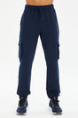 Men's Navy Blue Cargo Pocket Jogger Sports And Casual Solid Color Sweatpants 0399 Tb23ml05s0399-11