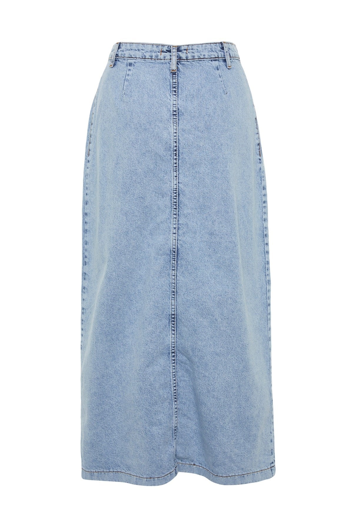 Light Blue Double Pockets High Waist Denim Denim Skirt Tctss23ee00002