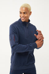 Men's Navy Blue Half Zipper Soft Textured Sweatshirt 1550 Tb23ml11w1550-1