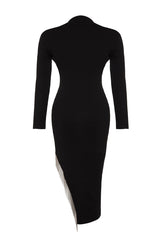 Black Accessory Detailed Asymmetric Cut Knitwear Dress Tbbaw24ah00006