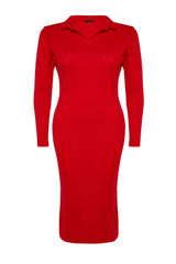 Red Polo Neck Knitwear Dress Tbbaw23ah00002