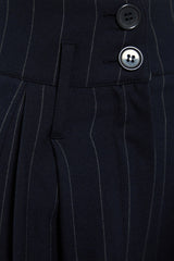 X Sagaza Studio Navy Blue Striped Leg Detailed Pants Tpraw23pl00039