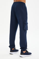 Men's Navy Blue Cargo Pocket Jogger Sports And Casual Solid Color Sweatpants 0399 Tb23ml05s0399-11