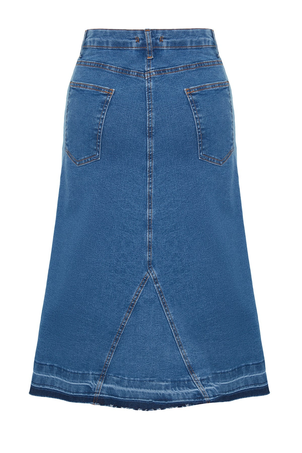 Blue Color Block Denim Skirt Tbbaw24az00025